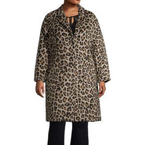 New Mark Alan Animal Print Single Breasted Coat